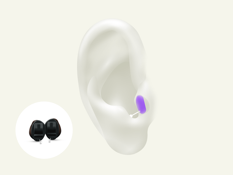 IIC invisible-in-canal hearing aid is so discret and small that nobody will notice you are wearing it when it is hidden in your ear canal for mild to moderate hearing loss
